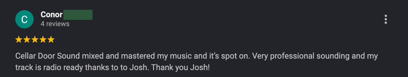 Five star review saying the track is radio ready